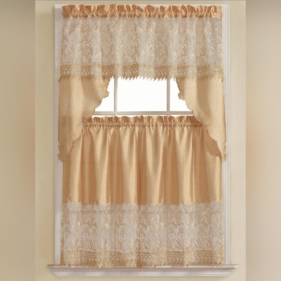 Source Unknown | Kitchen | Ortie 3piece Gold Embroidered Kitchen ...
